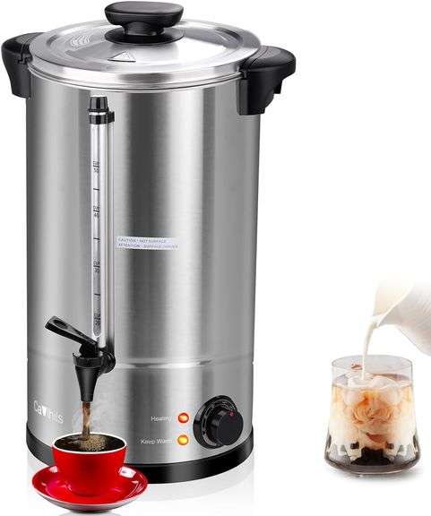 Coffee Urn 50 Cup 8L Large Coffee Maker Double Wall Insulation Stainless Steel Commercial Hot Water Urn, with Temperature Control for Catering, Office