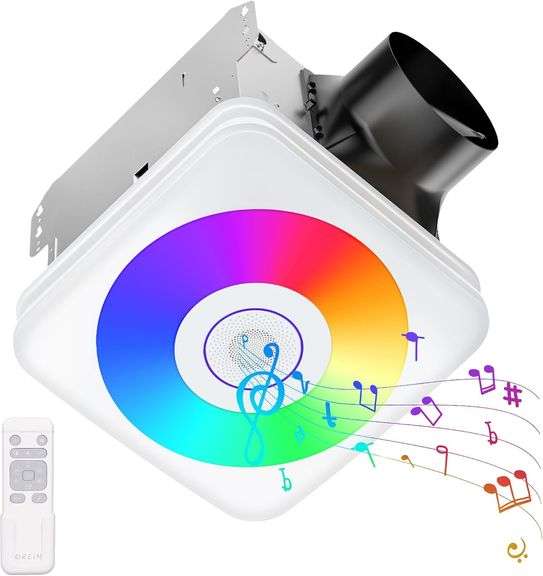 OREiN Bathroom Fan with Bluetooth Speaker, 110/160 CFM 1.0 Sones Bathroom Exhaust Fan with Light, 40W Shower Vent Fan with Light & Remote, 1500lm LED