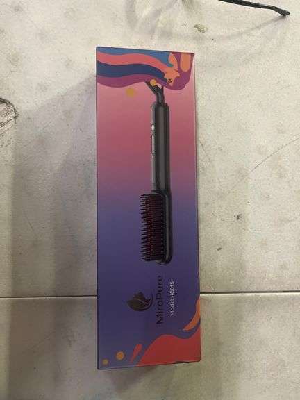 MiroPure Hair Straightener Brush with Plasma Technique, Ceramic Straightening Brush with 16 Temp Settings 30s Fast Heating, Hair Straightener Comb for