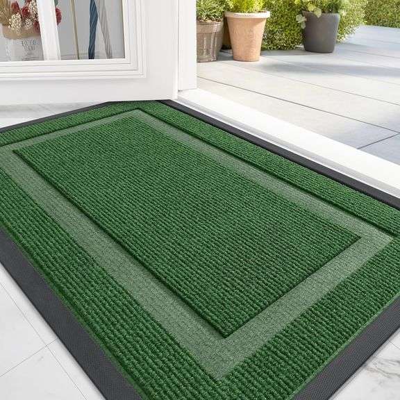OLANLY Front Door Mat Indoor Outdoor Entrance, Waterproof All-Season, All-Weather Doormat, Sturdy Natural Rubber, Fade Resistant, Low Profile, Easy Cl