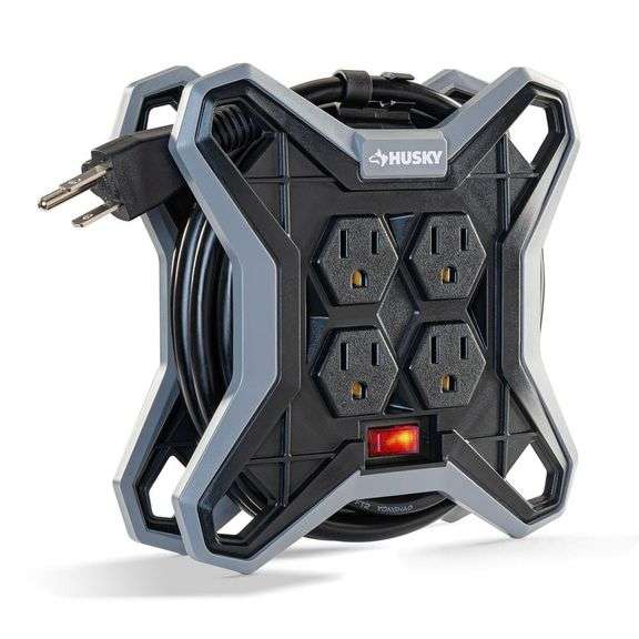 15 ft. Extension Cord Reel with 4 Outlets, Black