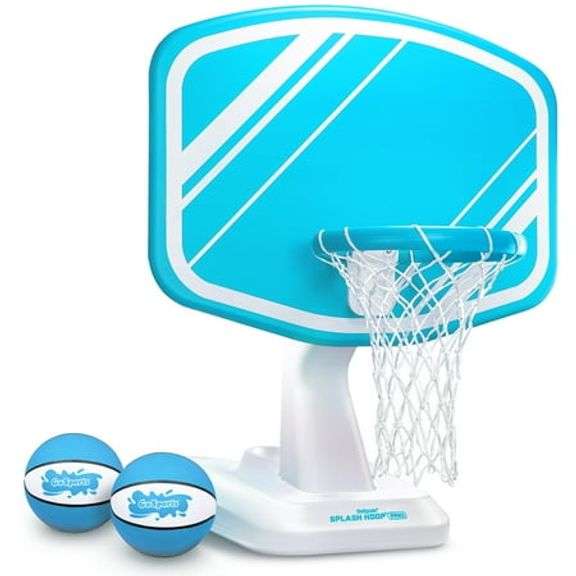GoSports Splash Hoop PRO Swimming Pool Basketball Game - Includes Poolside Water Basketball Hoop, 2 Balls and Pump Aqua
