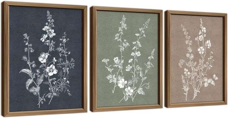 ANERZA Framed Boho Wall Art Decor, Large Vintage Farmhouse Wall Prints for Bedroom, Minimalist Rustic Posters for Living Room Aesthetic, Botanical Flo