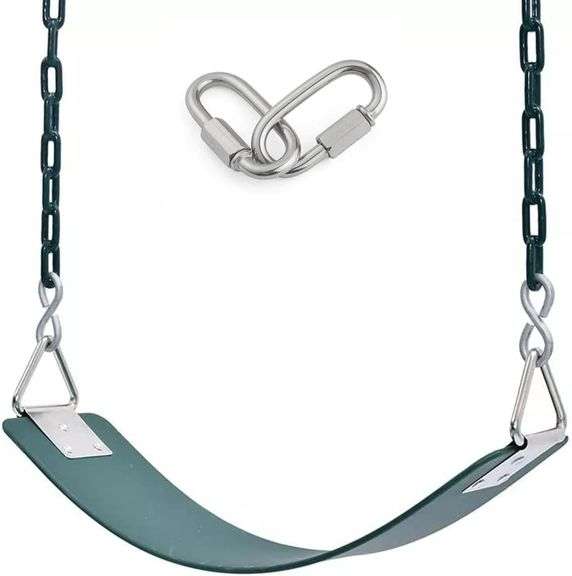 REZNOR Heavy Duty Flexible Swing Seat with Metal Triangle Ring, 60" Anti-Rust Chain Set for Kids & Adults, Playground, Jungle & Gym, Green