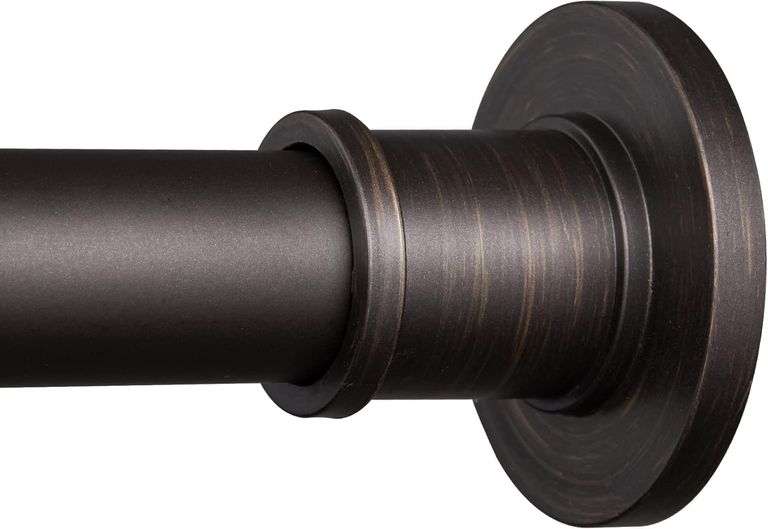 BRIOFOX Industrial Shower Curtain Rod - Never Rust Non-Slip 43-72 Inch Stainless Steel, Bronze, Painted-gold Finial 43-72 Inch Bronze Painted-gold Fin