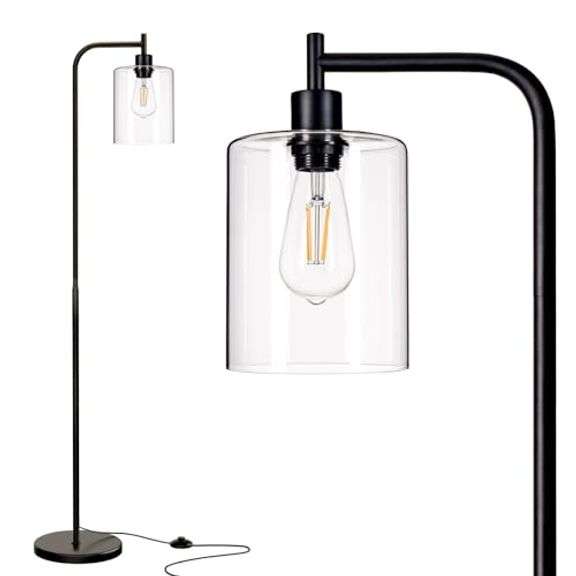 addlon Floor Lamps for Living Room Bright Lighting with Glass lampshade, Modern Bright Floor Lamp with LED Bulbs Industrial Standing lamp for beroom,