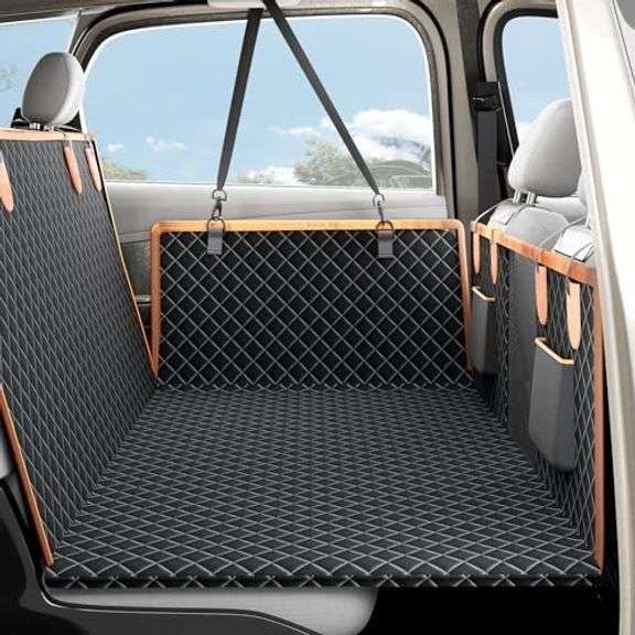 WARDIX Dog Car Seat Cover for Pets,500 lbs Hard Bottom Car Seat Cover for Dogs,100% Waterproof Back Seat Extender,Dog Hammock for Car, Travel Dog Car