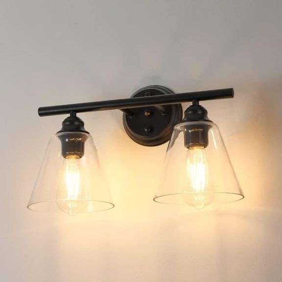 DLLT Wall Sconces Lighting, Hanging Wall Mount Lamp, 2 Lights Farmhouse Bath Vanity Light Fixture for Bathroom, Hallway, Powder Room, Kitchen, Mirror,