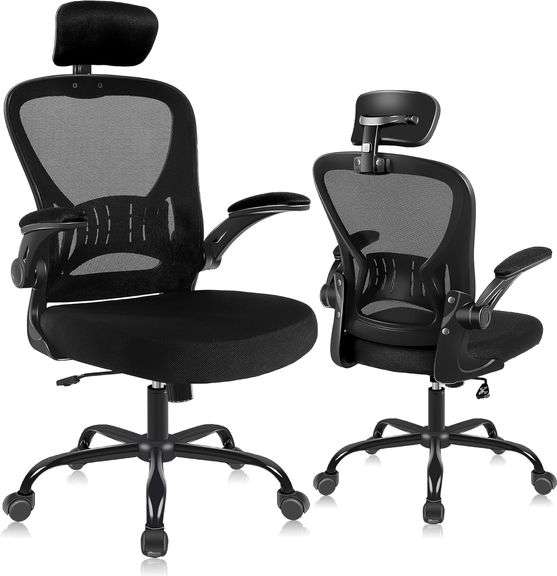 ralex-chair Ergonomic Office Chair with Adjustable Headrest & Lumbar Support, Desk Chair with Flip-Up Armrests, Comfortable for Home, Office, Conferen