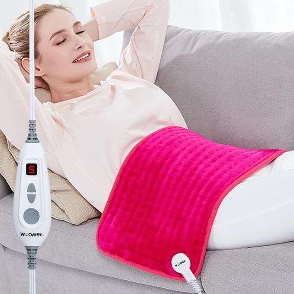 WOOMER Electric Heating Pad for Back Pain & Cramps Relief, 12"x24" Extra Large, Heat Pad with Multi-Color Option, Moist Heat Therapy Feature, Auto Shu