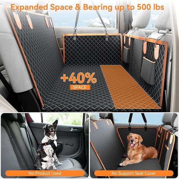 WARDIX Dog Car Seat Cover for Pets,500 lbs Hard Bottom Car Seat Cover for Dogs,100% Waterproof Back Seat Extender,Dog Hammock for Car, Travel Dog Car