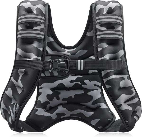 ZELUS Weighted Vest, 6lb/8lb/12lb/16lb/20lb/25lb/30lb Weight Vest with Reflective Stripe for Workout, Strength Training, Running, Fitness, Muscle Buil