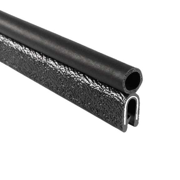 Trim-Lok Trim Seal with Top Bulb Fits 3/16 Edge, 3/8 Bulb Seal Diameter, 100 Length PVC Plastic Trim with EPDM Rubber Seal, Easy to Install for Cars,