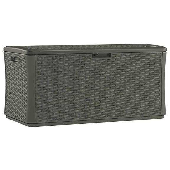 134 Gal. Plastic Wicker Deck Box - Stoney
