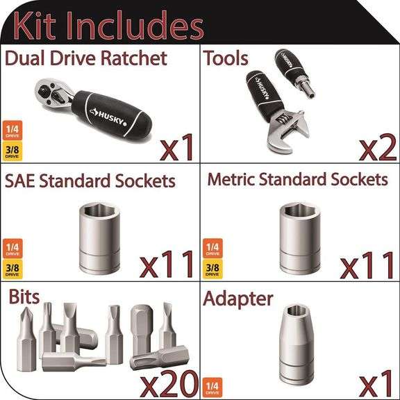 HUSKY STUBBY WRENCH/SOCKET SET