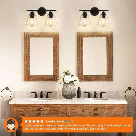 DLLT Wall Sconces Lighting, Hanging Wall Mount Lamp, 2 Lights Farmhouse Bath Vanity Light Fixture for Bathroom, Hallway, Powder Room, Kitchen, Mirror,