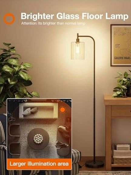 addlon Floor Lamps for Living Room Bright Lighting with Glass lampshade, Modern Bright Floor Lamp with LED Bulbs Industrial Standing lamp for beroom,