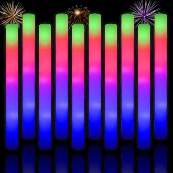 Taotuo Glow Sticks Bulk, 20 Pack LED Light Up Foam Sticks 3 Modes Color Flashing,Glow Party Supplies for Wedding Birthday, Raves, Concert, Camping, Ne