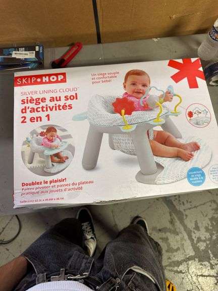 Skip Hop Baby Seat Silver Lining Cloud 2-in-1 Sit-up Chair & Activity Floor Seat - Gray