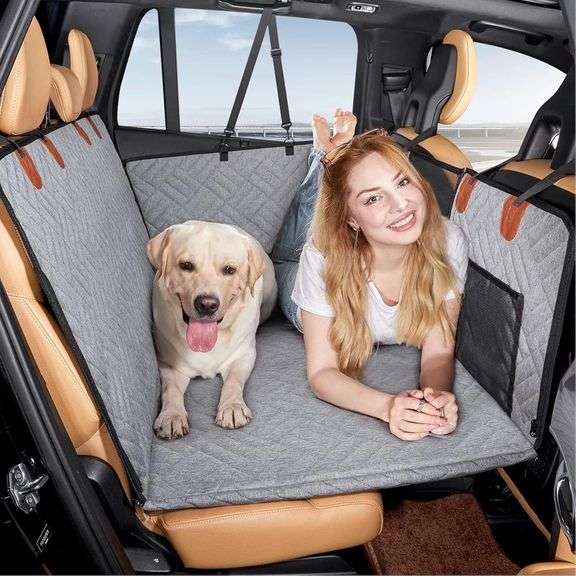 GAYISIC Back Seat Pet Cover, Dog Car Seat Cover Hard Bottom Holds 400lbs, Heavy Duty Scratch Proof Nonslip Durable Back Seat Covers for Cars Trucks an