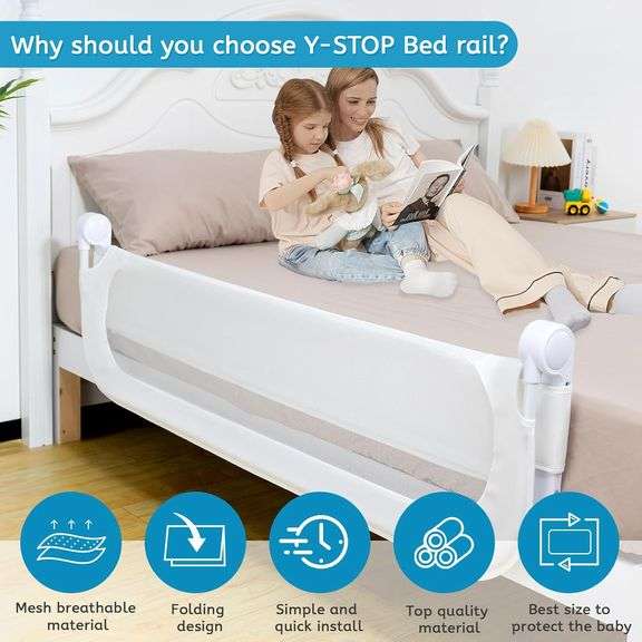 Y- STOP Bed Rail for Toddlers Convertible Toddler Bed Rails for Crib, Baby Bed Rail Guard, Sturdy Crib Rail Guard with Reinforced, Sturdy Crib Rail Gu