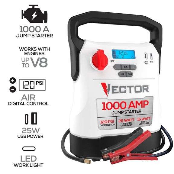 1000 Amp Jump Starter, Compressor, USB Power