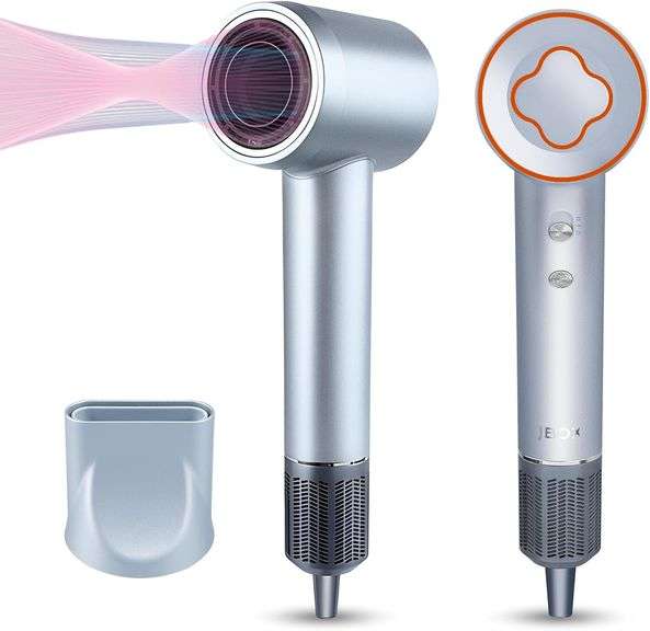 JBOX Hair Dryer,1600W Professional Ionic Blow Dryer with Magnetic Nozzle, 3 Intelligent Temperature Control,2 Speed,Low Noise High Speed Brushless Mot