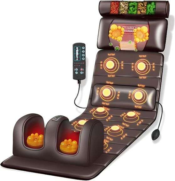 Lvrunben Full Body Massage Mat, Full Body Massage Pad with Heat, 9 Massage Modes and 9 Speed Modes,with Detachable Neck Massage Headrest and Multifunc