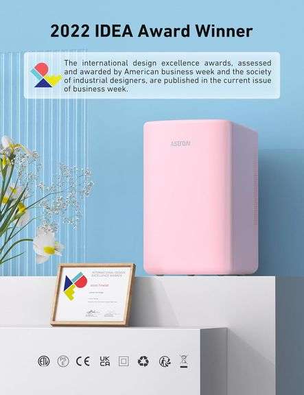 AstroAI Mini Fridge 2.0 Gen, 6 Liter/8 Cans Makeup Skincare Fridge 110V AC/ 12V DC Portable Cooler and Warmer Little Tiny Fridge for Bedroom, Beverage