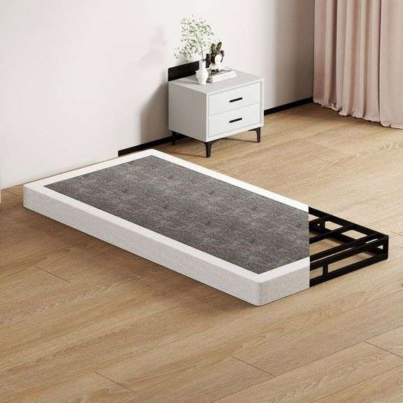 SHOANED Twin Size Box Springs - 5 Inch Low Profile Mattress Foundation No Noise Heavy Duty Metal Basics Bed Base with Clean Fabric Cover, Easy Assembl