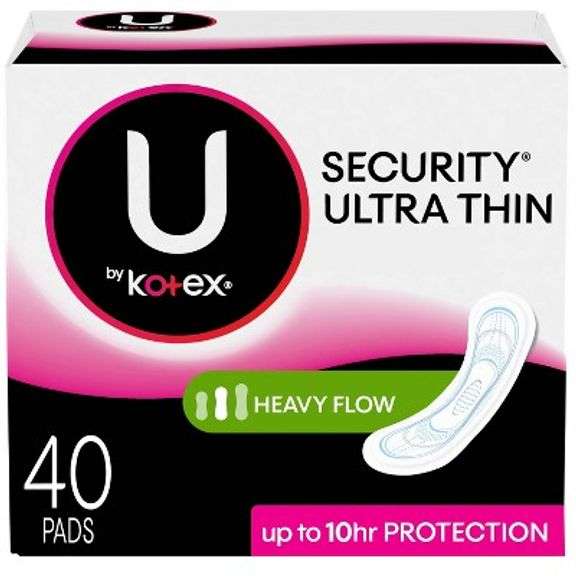 (6) U by Kotex Security Ultra Thin Heavy Flow Long Pads - 40ct
