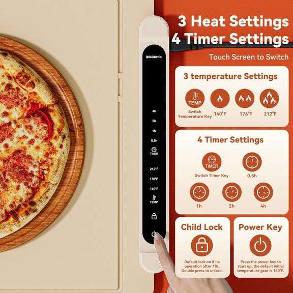 Silicone Food Warming Mat Electric Warming Tray Cream
