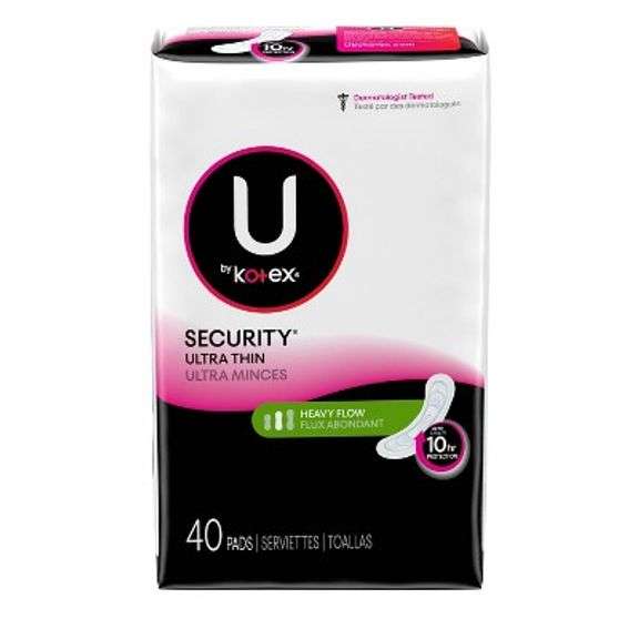 (6) U by Kotex Security Ultra Thin Heavy Flow Long Pads - 40ct