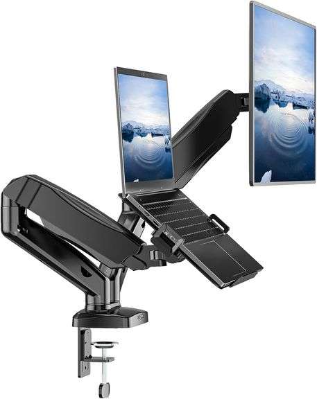 WALI Laptop Mount for Desk, Laptop Arm Mount for 17"-32 Computer Screen and 11.6" - 17.3" Notebook,Dual Monitor Mount Holds up to 19.8lbs, Laptop Tray