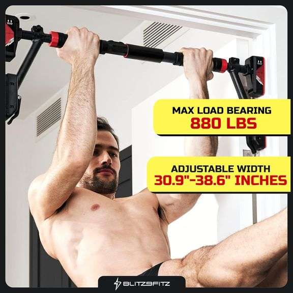 BLITZBFITZ Doorframe 880LBS Max Capacity Pull Up Bar for Door | Multipurpose| 30.9 -38.6 Width | Non-Slip Chin Up Bar Doorway No Screws