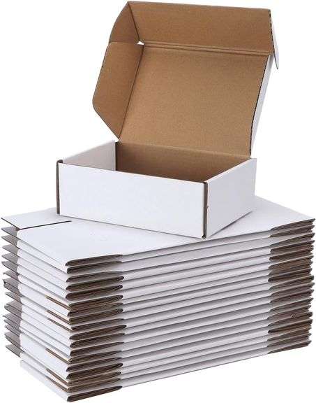 PHAREGE 6x4x2 inch Shipping Boxes Bulk 25 Pack White, Tab Lock Tuck Top Mailer Boxes for Packaging Small Business, Small Cardboard Gift Boxes for Wrap