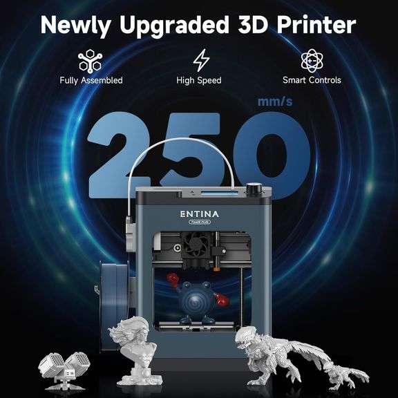 3D Printers TINA2Plus V2, 250mm/s High Speed Auto Leveling FDM Mini 3D Printer with Spring Steel Platform, Fully Assembled 3D Printer for Kids and Beg