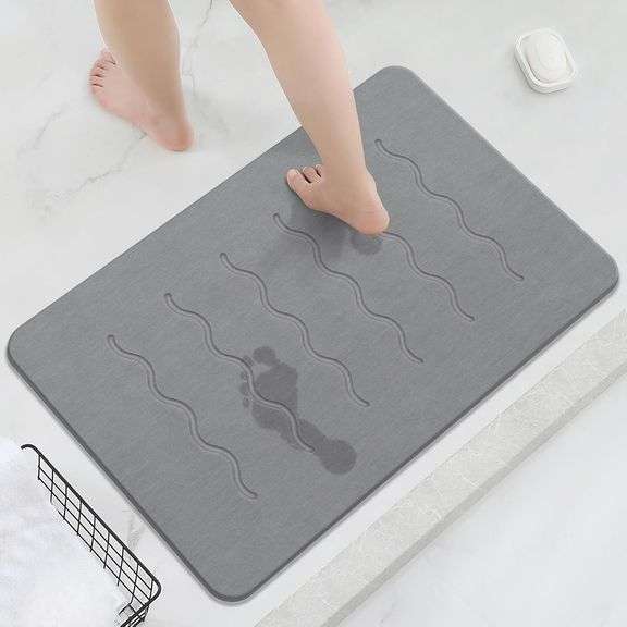 OTHWAY Diatomaceous Earth Bath Mat, Stone Bath Mats for Bathroom, Stone Drying Mat for Kitchen Counter Absorbing, 24"x 15" Non-Slip Diatomite Hard Sto