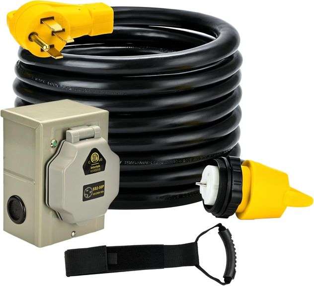 Lalarodia 50 Amp 40FT Generator Cord and Power Inlet Box Combo Kit NEMA 14-50P Male to SS2-50R Twist Locking with Inlet Box for Generator and RV Campe