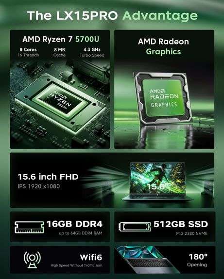 2025 Laptop Computers with AMD Ryzen7, 8-core Processor (Up to 4.3GHZ) with AMD Radeon Graphics,16GB DDR4 RAM 512GB SSD,WiFi 6, Windows 11,15.6 inch I
