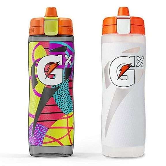 Gatorade GX 30 oz. Montage Water Bottles, 2 Pack White/Gray