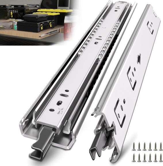 TP-LAIE 1 Pair 22 inch Heavy Duty Drawer Slides with Lock, Full Extension Ball Bearing Locking Rails Cabinet Tool Box Runners Tracks Glides(150 Lbs,wi