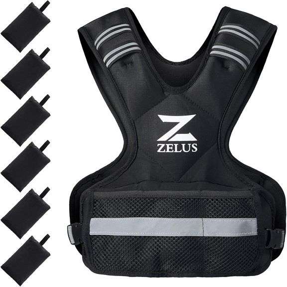 ZELUS Weighted Vest for Men and Women | 4-10lb/11-20lb/20-32lb Vest with 6 Ironsand Weights for Home Workouts | Adjustable Body Weight Vest Exercise S
