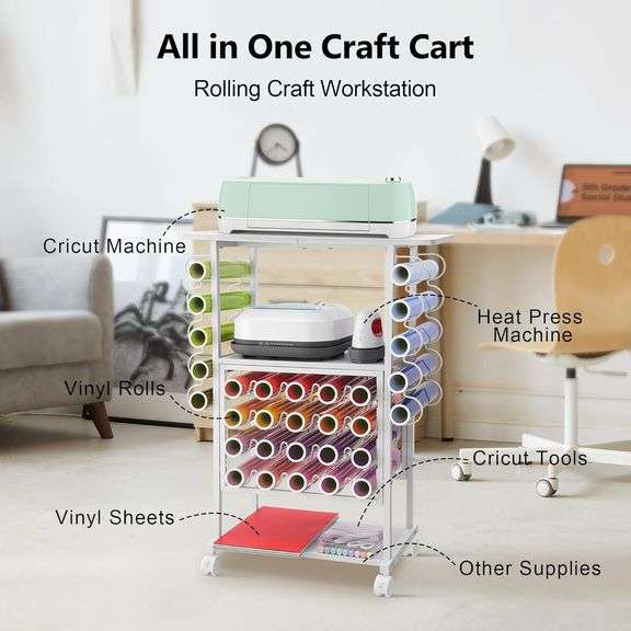 30 Vinyl Roll Holders for Cricut Cart, Cricut Organization and Storage Compatible with Cricut Maker Machine, Crafting Table Organization Workstation f