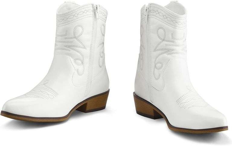 (9.5) mysoft Women's Fashion Western Cowboy Ankle Boots Short Cowgirl Low Heel Booties