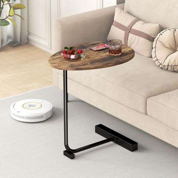 C Shaped End Table, Modern C Shaped Side Table for Sofa and Bedside, Wood C Table End Table Small Couch Side Tables That Slide Under, C Table for Bedr