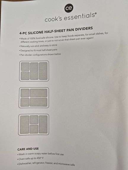 Cooks Essentials 4 pc Silicone Half-Sheet Pan Dividers
