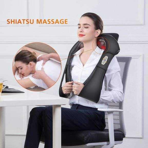 Snailax Shiatsu Neck and Shoulder Massager - Back Massager with Heat, Deep Kneading Electric Massage Pillow for Neck, Back, Shoulder,Foot,Body, Father