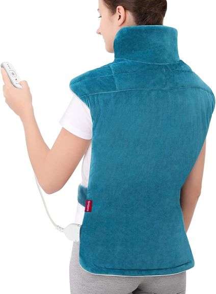 Comfytemp Electric Heating Pad for Back, Neck & Shoulders, 22"x33", 3 Heat Settings, Blue