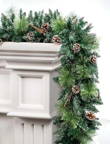 9 Ft Prelit Christmas Garlands with 100 Lights Battery Operated Timer 8 Modes, 329 PCS Artificial Garland Christmas Decoration with Rich Leaves Pine C